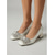 ieftine Pantofi cu toc gros-Pantofi cu toc eleganti pentru femei - tocuri jacquard alb-ivoriu cu vârf pătrat, broșe cu strasuri și cristale, pentru cocktailuri, seară festivă