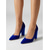 cheap Block Heel Pumps-Women's Royal Blue Velvet Block Heel Pumps - Elegant Pointed Toe High Heels for Cocktail Party, Resort Evening Wear, Wedding Guest