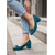 baratos Scarpins de salto bloco-Sapatos femininos chiques e elegantes - modelo retrô clássico com bico redondo e salto bloco, com um delicado laço azul escuro, perfeitos para usar no dia a dia, na rua ou em ocasiões especiais. À