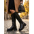 abordables Botas para montar-Botas altas de mujer de piel sintética negra hasta la rodilla - Botas Chelsea hasta la rodilla con suela gruesa y elástica, estilo urbano y casual para uso diario.