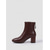 abordables Bottines-Bottines en similicuir pour femme - bottines bordeaux à bout pointu et talon bloc épais, parfaites pour un look streetwear et décontracté au quotidien.
