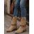 baratos Cowboy &amp; Western Boots-Botas de camurça taupe femininas estilo cowboy - botinhas de cano médio com salto baixo e tira trançada, estilo boho, perfeitas para o outono/inverno, para usar no dia a dia e no dia a dia.