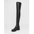 cheap Fashion Boots-Women's Black Over-the-Knee Boots in Faux Leather with Side Zipper, Low Block Heel and Lug Sole for Fall Winter Casual, Commuting and Everyday Wear