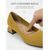 abordables Zapatos de salón de tacón ancho-Zapatos de tacón de punto amarillos para mujer: cómodos zapatos sin cordones con punta cuadrada y tacón bajo de bloque, ideales para ir a la oficina a diario o caminar todo el día.