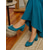 baratos Scarpins de salto bloco-Sapatos femininos chiques e elegantes - modelo retrô clássico com bico redondo e salto bloco, com um delicado laço azul escuro, perfeitos para usar no dia a dia, na rua ou em ocasiões especiais. À