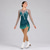 cheap Figure Skating Dresses-Green Ombre Long Sleeve Floral Open Back Figure Skating Dress for Women and Girls, Rhinestone Ice Skating Competition Dress