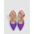 halpa Slingback-kengät-naisten väriblokkikorkokengät - neonvioletit oranssit teräväkärkiset avokkaat juhliin, tyylikkäisiin pukukenkiin ja muotitapahtumiin
