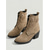 cheap Ankle Boots-Women's Taupe Suede Lace-Up Ankle Boots - Buckle Strap Round Toe Block Heel Booties for Everyday Wear &amp; Outdoor Casual Style