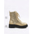 cheap Combat Boots-Women's Gold Metallic Glitter Combat Boots - Lace-Up Chunky Platform Ankle Shoes for Casual Parties, Music Festivals &amp; Night Out