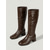 cheap Fashion Boots-Women's Dark Brown Faux Leather Knee-High Boots - Low Chunky Heel Fashion Shoes for Work, Outdoor Casual &amp; Daily Wear
