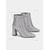 cheap Fashion Boots-Women's Silver Glitter Ankle Boots, Pointed Toe Side-Zip Booties with Chunky Block Heel for Brides and Fashion Women, Wedding, Prom, Party and Nightclub Wear