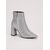 cheap Fashion Boots-Women's Silver Glitter Ankle Boots, Pointed Toe Side-Zip Booties with Chunky Block Heel for Brides and Fashion Women, Wedding, Prom, Party and Nightclub Wear