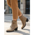 cheap Ankle Boots-Women's Taupe Suede Lace-Up Ankle Boots - Buckle Strap Round Toe Block Heel Booties for Everyday Wear &amp; Outdoor Casual Style