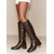 cheap Fashion Boots-Women's Dark Brown Faux Leather Knee-High Boots - Low Chunky Heel Fashion Shoes for Work, Outdoor Casual &amp; Daily Wear