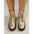 cheap Combat Boots-Women's Gold Metallic Glitter Combat Boots - Lace-Up Chunky Platform Ankle Shoes for Casual Parties, Music Festivals &amp; Night Out