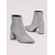 cheap Fashion Boots-Women's Silver Glitter Ankle Boots, Pointed Toe Side-Zip Booties with Chunky Block Heel for Brides and Fashion Women, Wedding, Prom, Party and Nightclub Wear