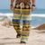 cheap 3D Print Pants-Christmas Men's Geometric Pants Trousers Mid Waist Drawstring Elastic Waist Hawaiian Casual Outdoor Party Evening Wear Holiday Straight Leg Trousers Summer Spring Fall 3D Print Blue Yellow Red