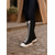 cheap Fashion Boots-Women's Black Canvas Knee High Boots, Lace Up Combat Boots with White Rubber Toe Cap and Flat Platform Sole for Women &amp; Teens, Gothic Streetwear, Cosplay and Festival Outfits