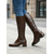 cheap Fashion Boots-Women's Dark Brown Faux Leather Knee-High Boots - Low Chunky Heel Fashion Shoes for Work, Outdoor Casual &amp; Daily Wear