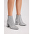 cheap Fashion Boots-Women's Silver Glitter Ankle Boots, Pointed Toe Side-Zip Booties with Chunky Block Heel for Brides and Fashion Women, Wedding, Prom, Party and Nightclub Wear