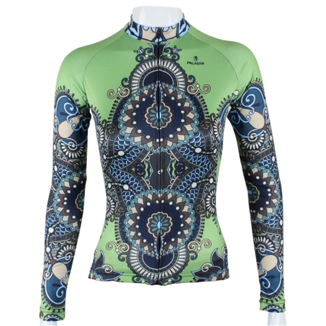  ILPALADINO Γυναικεία Μακρυμάνικο Φανέλα ποδηλασίας Χειμώνας Ριγέ Ποδήλατο Αθλητική μπλούζα Μπολύζες Πράσινο Γρήγορο Στέγνωμα Αθλητισμός Ρούχα / Υψηλή Ελαστικότητα