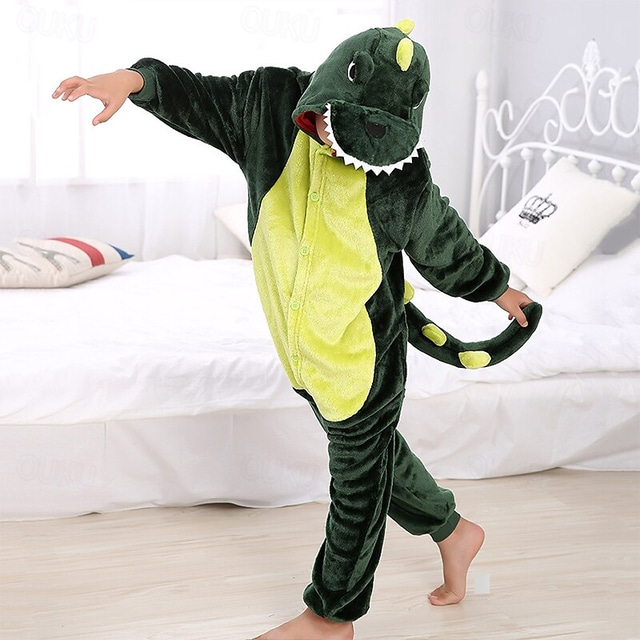  Carnavalskostuum 2026 Kigurumi-pyjama's Fancy kostuum Groepskostuum Dieren Dinosaurus Cartoon Warm Pyjama Comfortabel Kinderen Uniseks Jongens en meisjes Kerstmis Halloween Carnaval Feest Prestatie