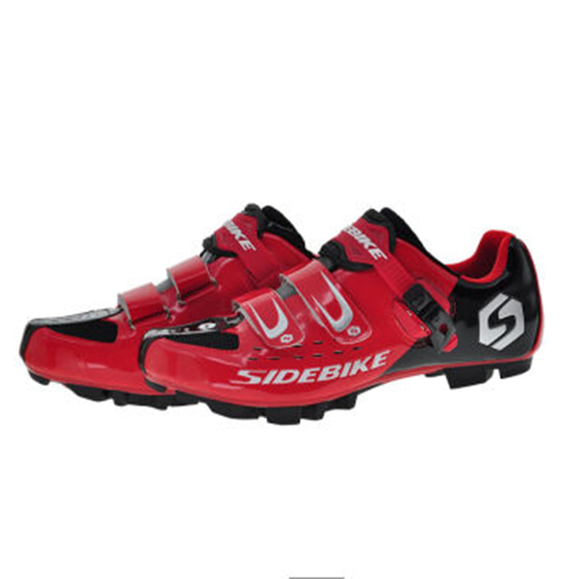  SIDEBIKE Tênis para Mountain Bike Fibra de Carbono Almofadado Ciclismo Preto / Vermelho Homens Sapatos para Ciclismo / Malha Respirável