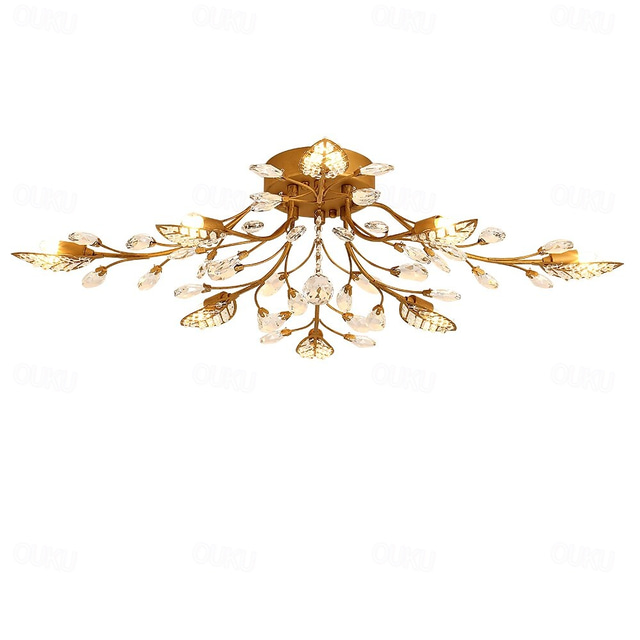  8-Light 80 cm Ceiling Light LED Crystal Flush Mount Lights Metal Painted Finishes Chic & Modern Artistic 200-240V / 110-120V / G9 Flower Design