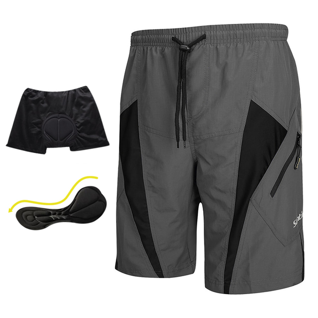  SANTIC Men's Cycling MTB Shorts - Grey Bike Shorts Padded Shorts / Chamois MTB Shorts, Breathable 3D Pad Quick Dry Polyester Spandex / Advanced Sewing Techniques