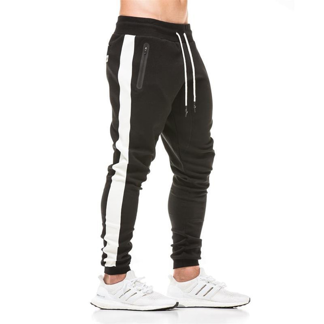  Men's Sweatpants Joggers Track Pants Pants / Trousers Sweatpants Athleisure Wear Stripes Thermal Warm Black Gray+White / Stretchy / Athletic / Street