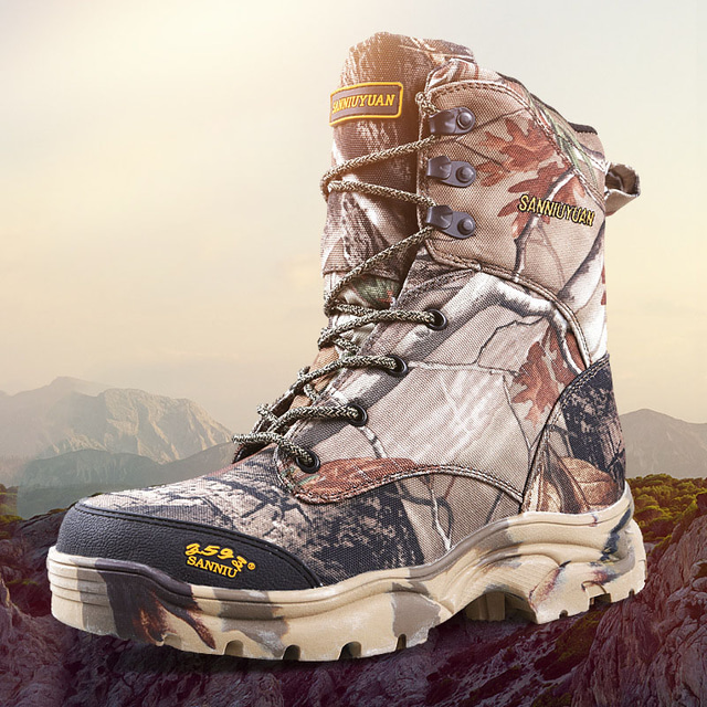  Hombre Zapatillas de Senderismo Zapatos de Montañismo Botas de montaña Impermeable Resistente al Viento Absorción de impacto No deformable Tobillo Alto camuflaje Caza Pesca Senderismo Oxford Otoño