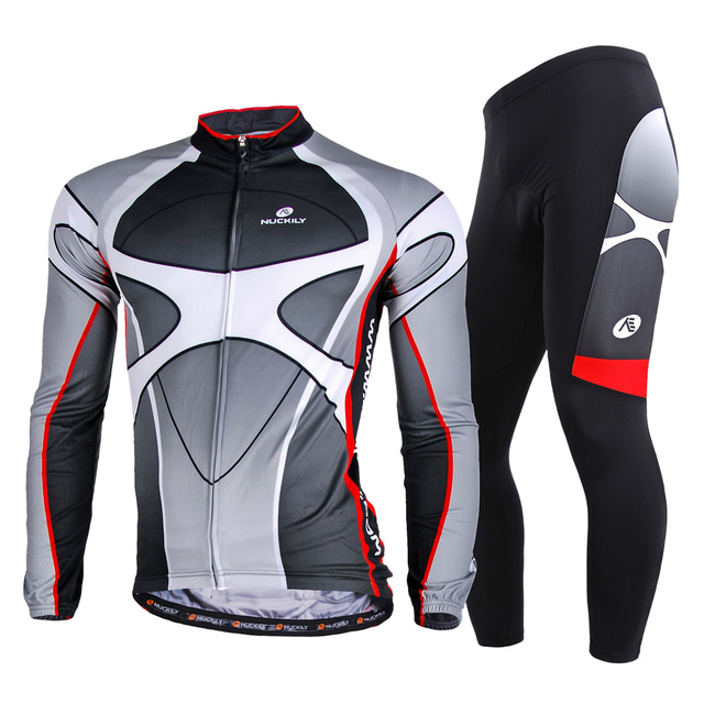  Nuckily Men's Long Sleeve Cycling Jersey with Tights Mountain Bike MTB Road Bike Cycling Winter Gray Graphic Gradient Design Bike Lycra Windproof Quick Dry Limits Bacteria Sports Graphic