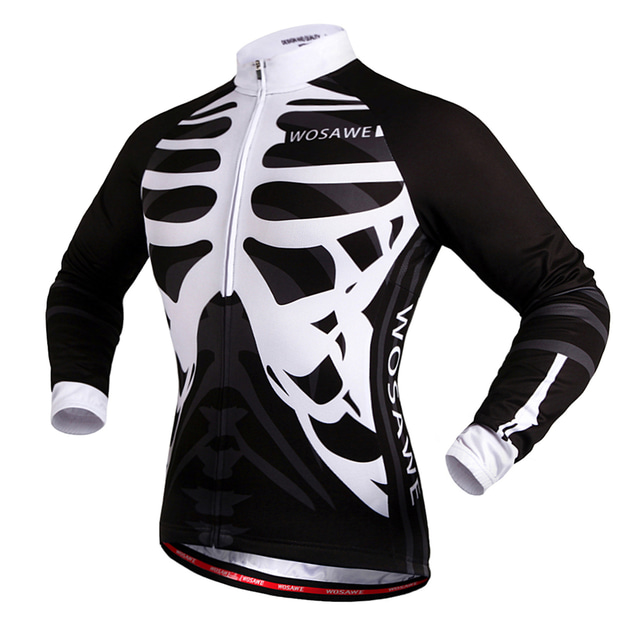  WOSAWE Homens Mulheres Camisa para Ciclismo Inverno Moto Camisa / Roupas Para Esporte Blusas Ciclismo de Montanha Ciclismo de Estrada Esportes Esqueleto Branco / preto A Prova de Vento Roupa Avançado