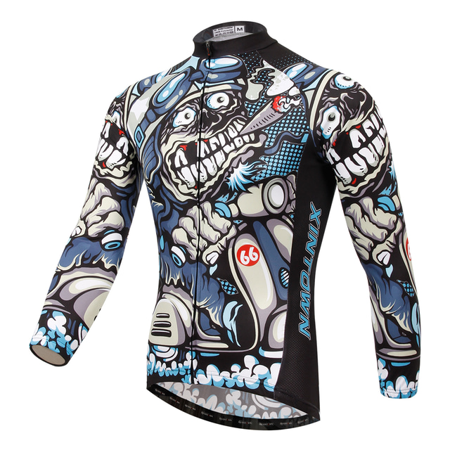  XINTOWN Men's Cycling Jersey Long Sleeve Mountain Bike MTB Road Bike Cycling Winter Graphic Jersey Shirt White Breathable Ultraviolet Resistant Quick Dry Sports Clothing Apparel Cycling / Bike