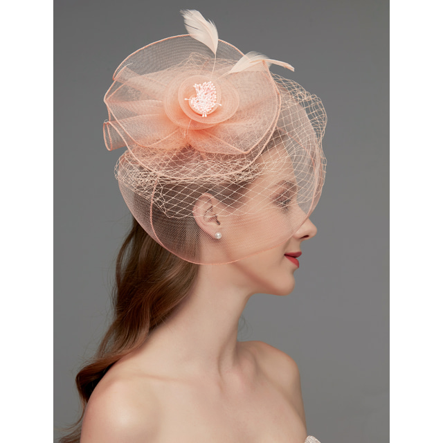  Net fascinators kentucky derby hat/cocar/chapéu com pena/flor/guarnição 1 peça casamento/ocasião especial/chapéu para o dia das mulheres