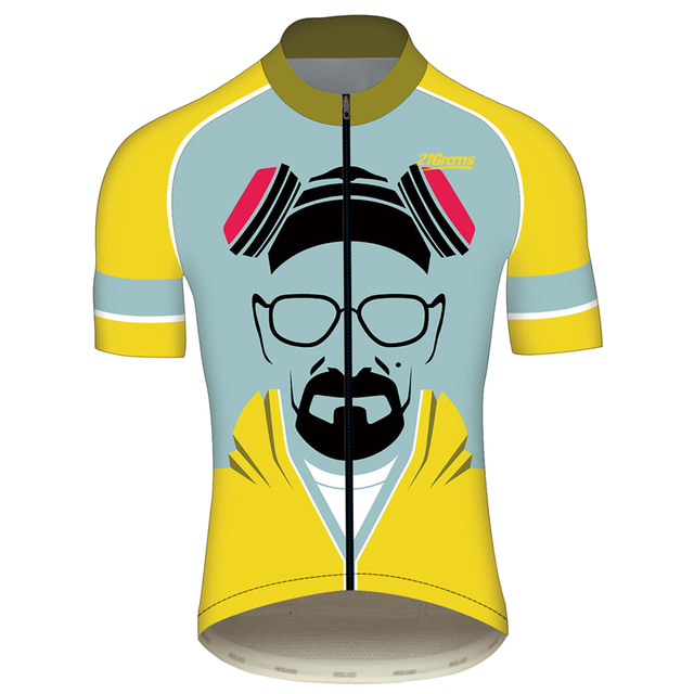  21Grams® Men's Cycling Jersey Short Sleeve Mountain Bike MTB Road Bike Cycling Graphic Breaking Bad Wlater White Jersey Shirt Blue Yellow Breathable Quick Dry Reflective Strips Sports Clothing Apparel
