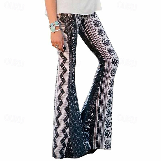  Retro Vintage 1960s Hippie Long Length Dude Funk Bell Bottom Pants Hippie Disco Printing Fit & Flare Women's Carnival Daily Wear Bachelorette Party Festival Adults' Pants Spring & Summer