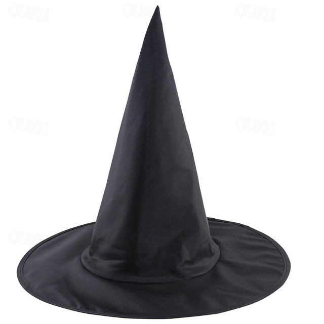  Halloween Witch Hat Black Pointed Wizard Hat for Adults, Oxford Fabric Halloween Costume Accessory, Horror Party Decor for Cosplay, 1 Pack