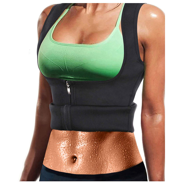  Sweat Vest Sweat Shaper Sauna Vest 1 pcs Sports Neoprene Yoga Gym Workout Exercise & Fitness Zipper Compression Stretchy Weight Loss Tummy Fat Burner Abdominal Toning For Abdomen Belly