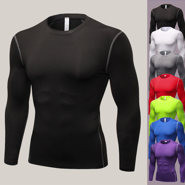  Men's Long Sleeve Compression Shirt Running Base Layer Tee Tshirt Base Layer Base Layer Top Athletic Winter Breathable Quick Dry Sweat wicking Fitness Gym Workout Running Exercise Sportswear Normal