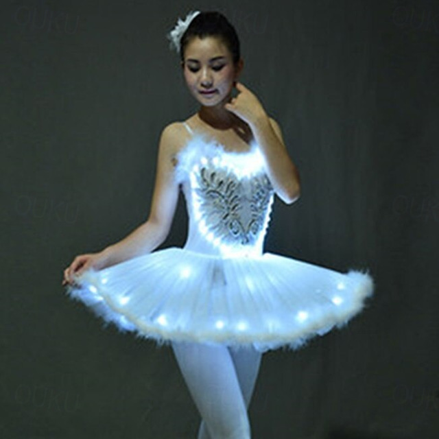  Ballet Dancer Swan Lake LED Layered Dress Tutu Bubble Skirt Under Skirt Crinoline Girls' Kid's Costume Vintage Cosplay Party Sleeveless Short Length Dress / Tulle / Cotton World Book Day Costumes