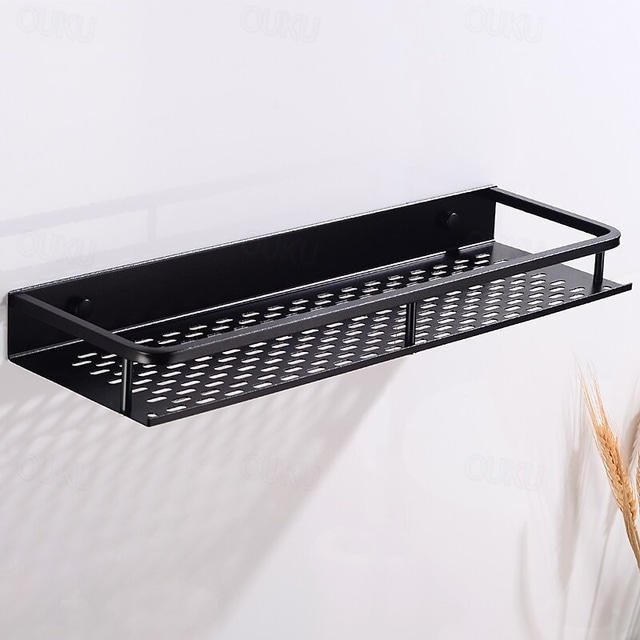  Aluminum Toilet Rack Wall Hanging Black Hotel Pendant Rectangular Net Blue Storage Rack Bathroom Accessories