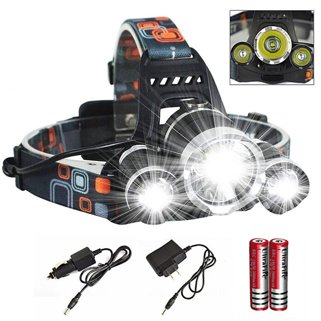  Headlamps Headlight Waterproof 6000 lm LED Emitters 4 Mode with Charger with Batteries and Charger Waterproof Camping / Hiking / Caving Cycling / Bike Hunting AU EU USA Black / Aluminum Alloy
