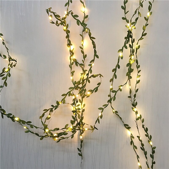  Elegant Wedding Party Reception Garland String Lights - 2pcs 10M 100LED Artificial Plant Lights, Green Leaves for Outdoor Decoration (Batteries Not Included)