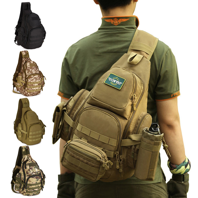  30 L Hiking Sling Backpack Military Tactical Backpack Rain Waterproof Quick Dry Wear Resistance High Capacity Outdoor Hunting Hiking Cycling / Bike Camping Nylon Army Green Camouflage Black