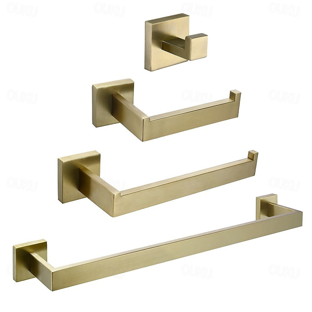 Tilbehørssett til badeværelset / Håndklestang / Toalettrullholder Nytt Design / Kreativ Moderne Rustfritt Stål / Lavkarbonstål / Metall 4stk - Baderom 1-håndkle Vægmonteret