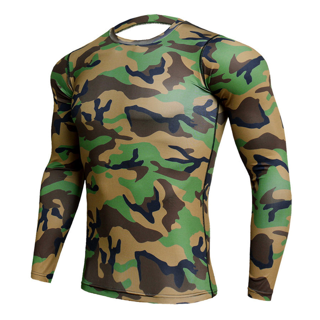  JACK CORDEE Men's Long Sleeve Compression Shirt Running Shirt Running Base Layer Top Athletic Winter Moisture Wicking Breathable Soft Running Active Training Jogging Sportswear Camo / Camouflage