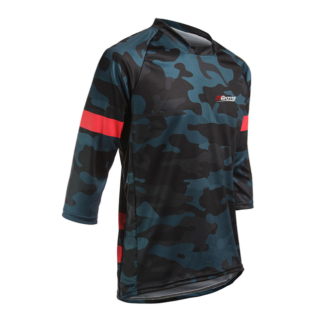  21Grams Men's Cycling Jersey Downhill Jersey Dirt Bike Jersey Long Sleeve Mountain Bike MTB Road Bike Cycling Camo / Camouflage Jersey Top Yellow Red Spandex UV Resistant Breathable Quick Dry Sports