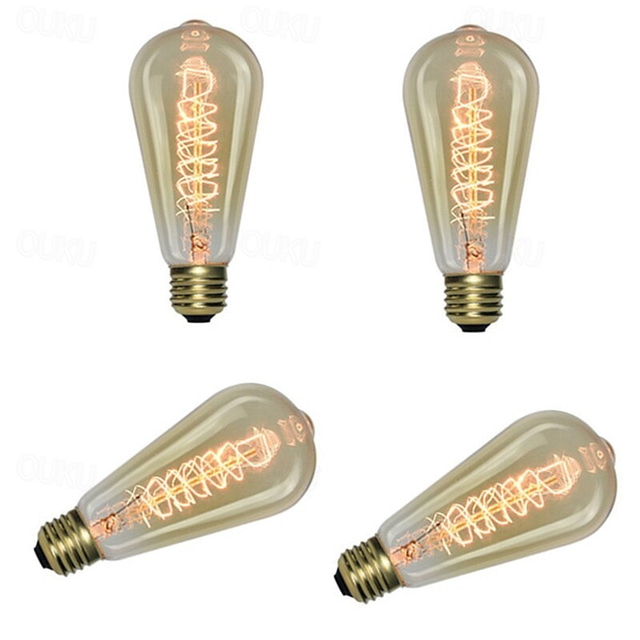 6pcs / 4pcs 40 w e26 / e27 st64 branco quente retro / criativo / dimmable incandescente vintage edison lâmpada 220-240 v