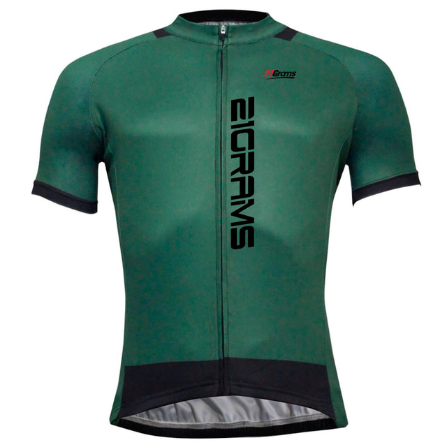  21Grams Men's Cycling Jersey Short Sleeve Bike Jersey Top with 3 Rear Pockets Mountain Bike MTB Road Bike Cycling Quick Dry YKK Zipper Back Pocket Reduces Chafing Green Yellow Dark Green Polyester